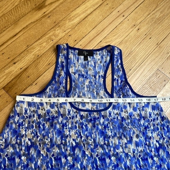 AQUA Blue Watercolor Racerback Tank Top Size Small Flowing A-Line Fit - Picture 4 of 6